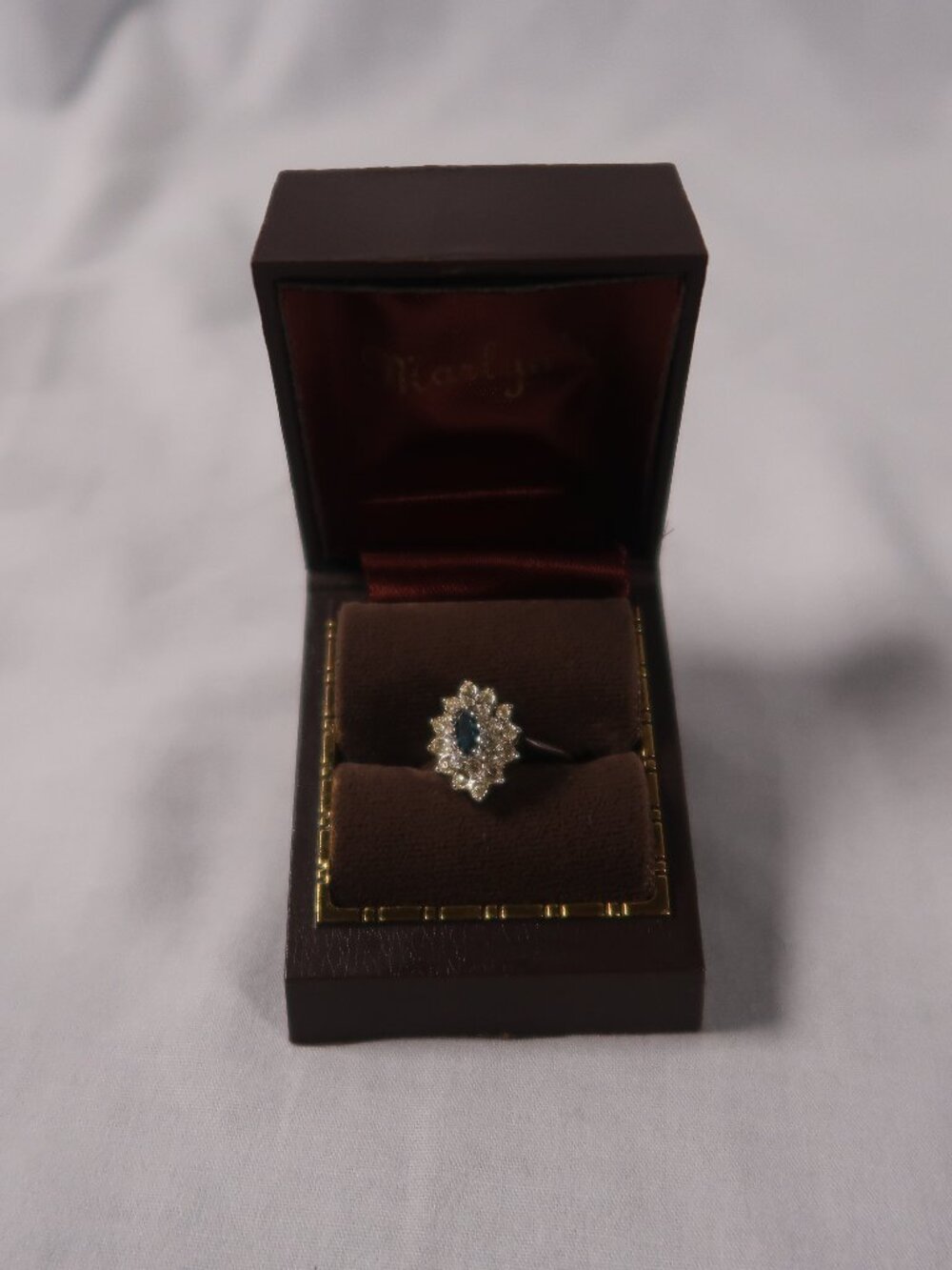 VTG Style Blue & Clear Crystal Statement Ring sz 5.5 Silver Tone Costume Jewelry